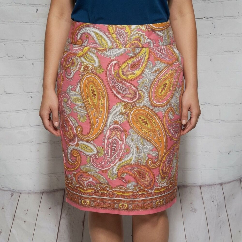 Charter Club Petite Pink Paisley Print Skirt Size 10P